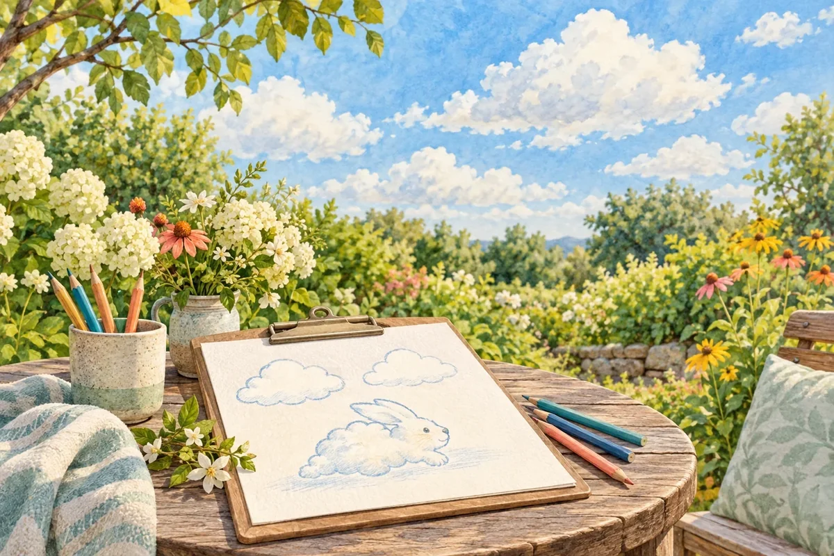 Illustrated example for Cloud Sketching & Sky Stories: Observe, Draw, and Imagine