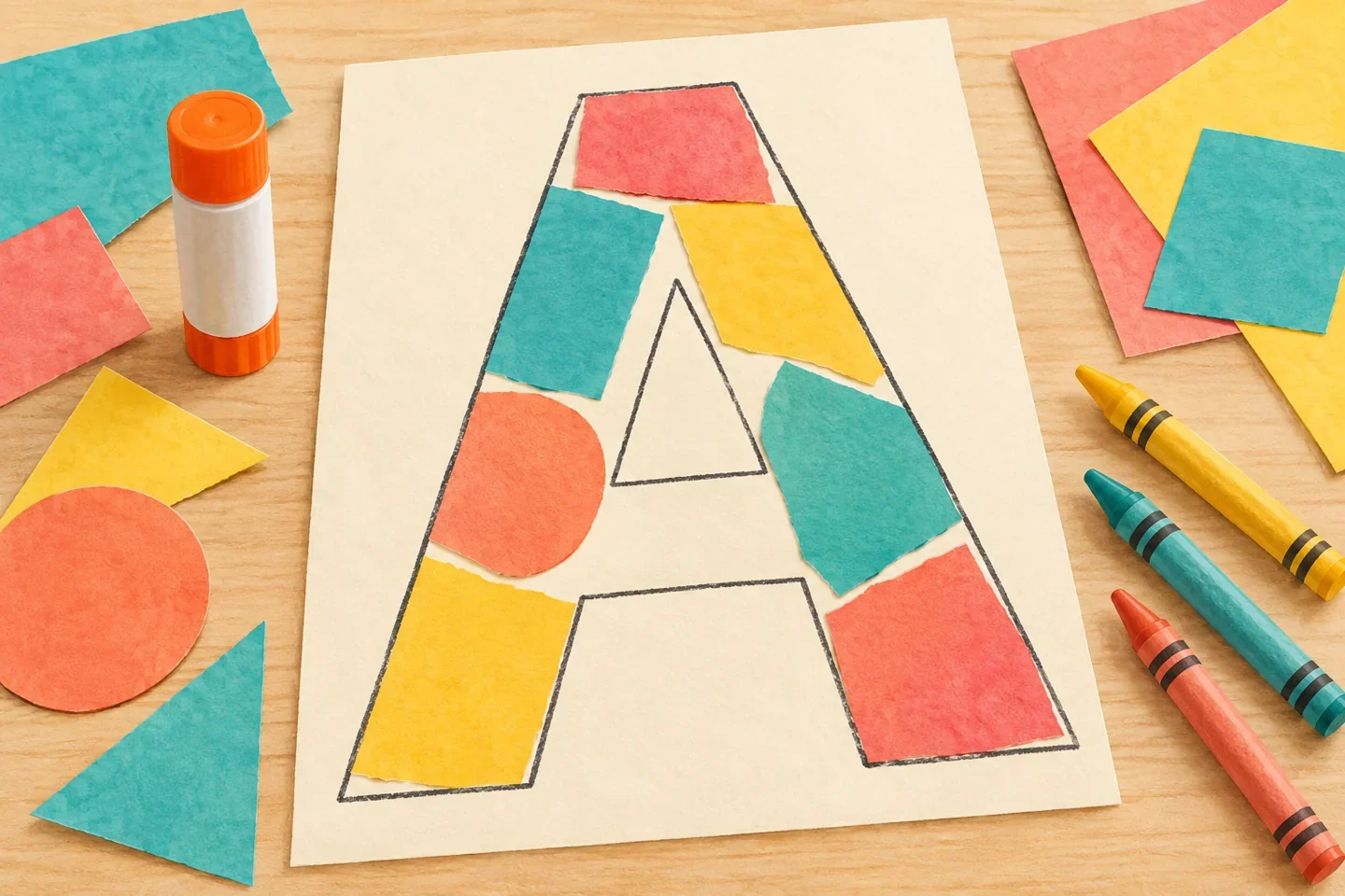 Illustrated example for Collage Letter Art: Fill a Large Letter With Paper Color and Pattern