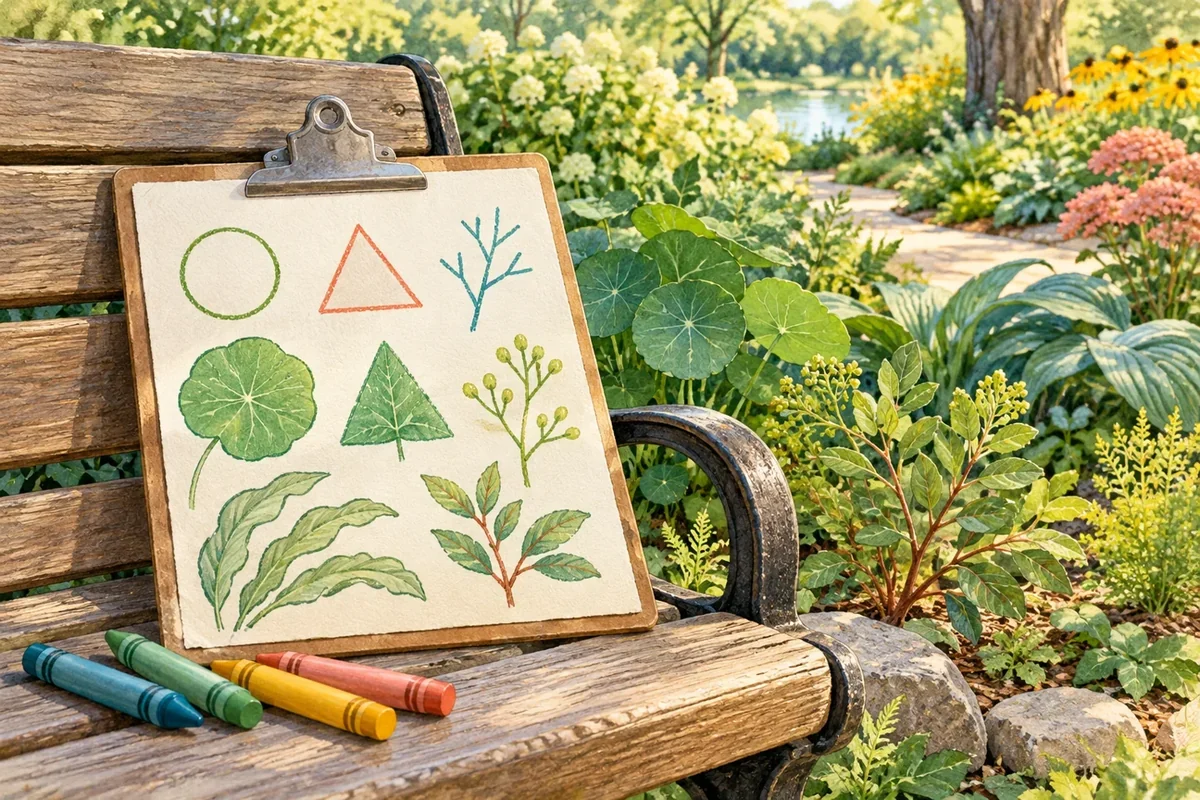 Illustrated example for Nature Shape Safari: Find Circles, Curves, and Branching Shapes Outdoors