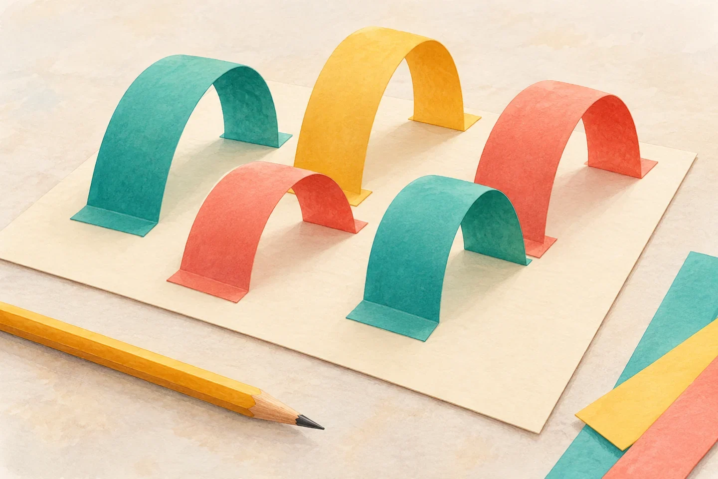 Illustrated example for Paper Strip Curl Art: Make Loose Loops and Arches on a Flat Base