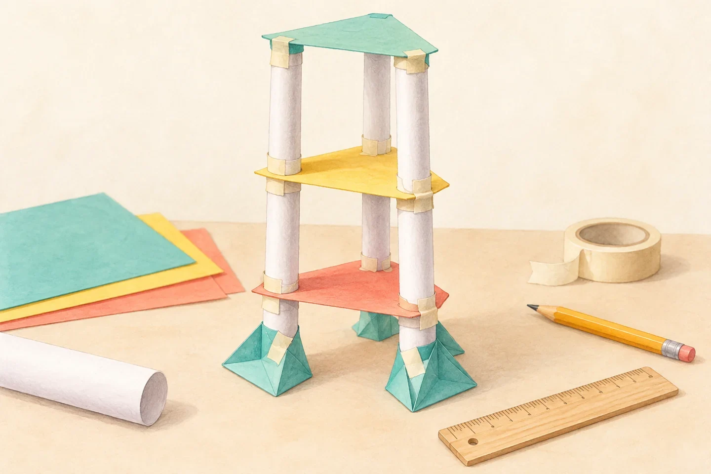 Illustrated example for Build a Paper Tower: A Freestanding Engineering Challenge
