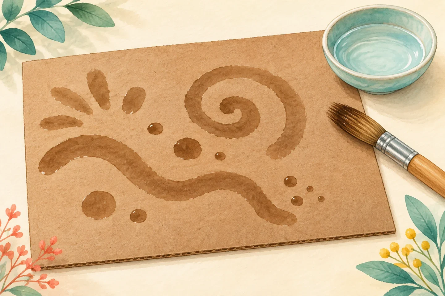 Illustrated example for Water Painting on Cardboard: A Low-Mess Creative Activity
