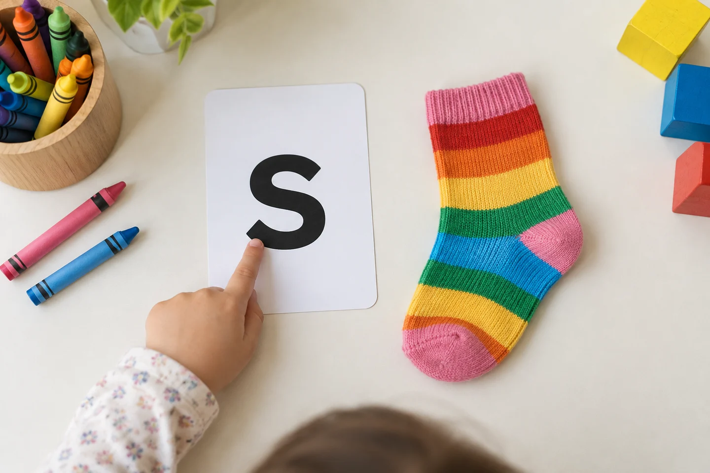 Invite children to find and name a target letter.