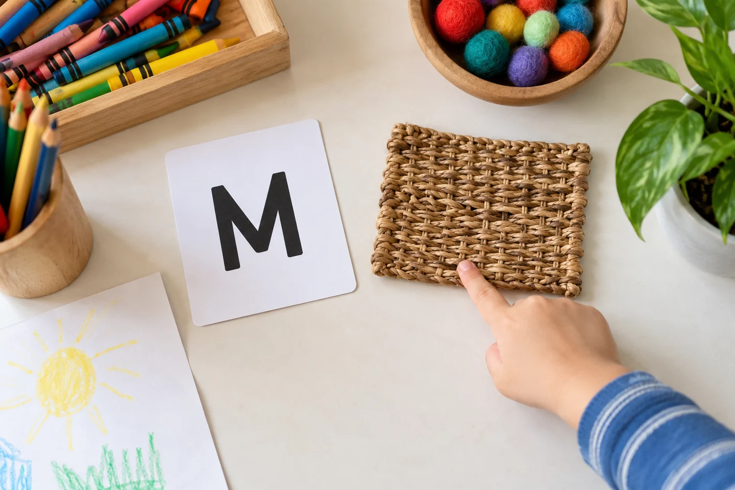Say “mat” and listen for the beginning /m/ sound.