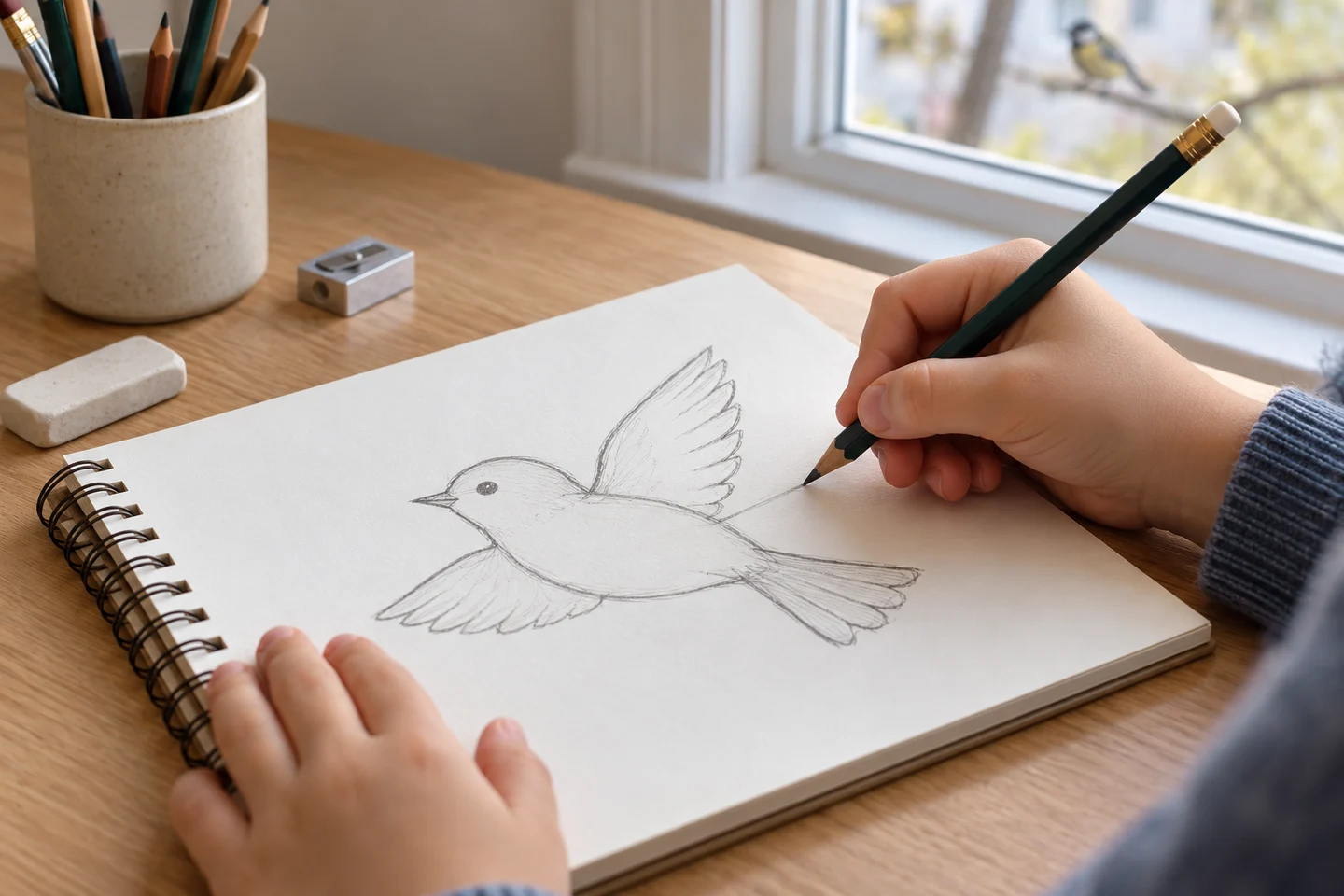 Sketch a simple shape and add features you actually observed.