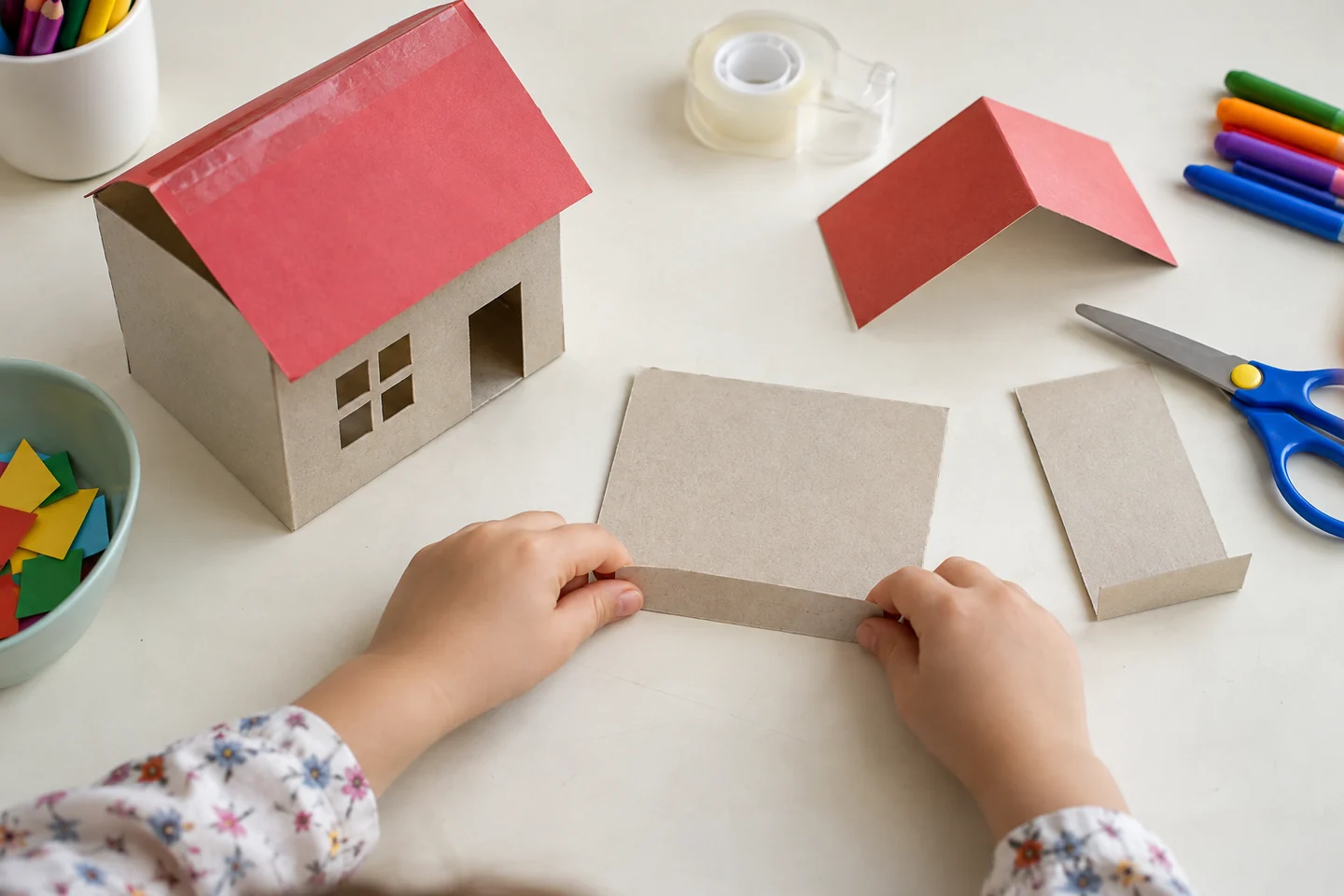 Fold a tab at the bottom of a wall to give it a wider join.