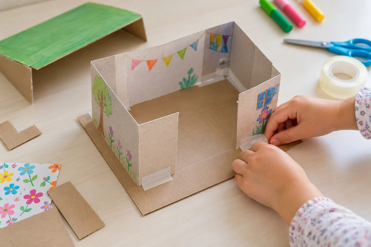 Attach the walls to the base and leave room for an entrance.