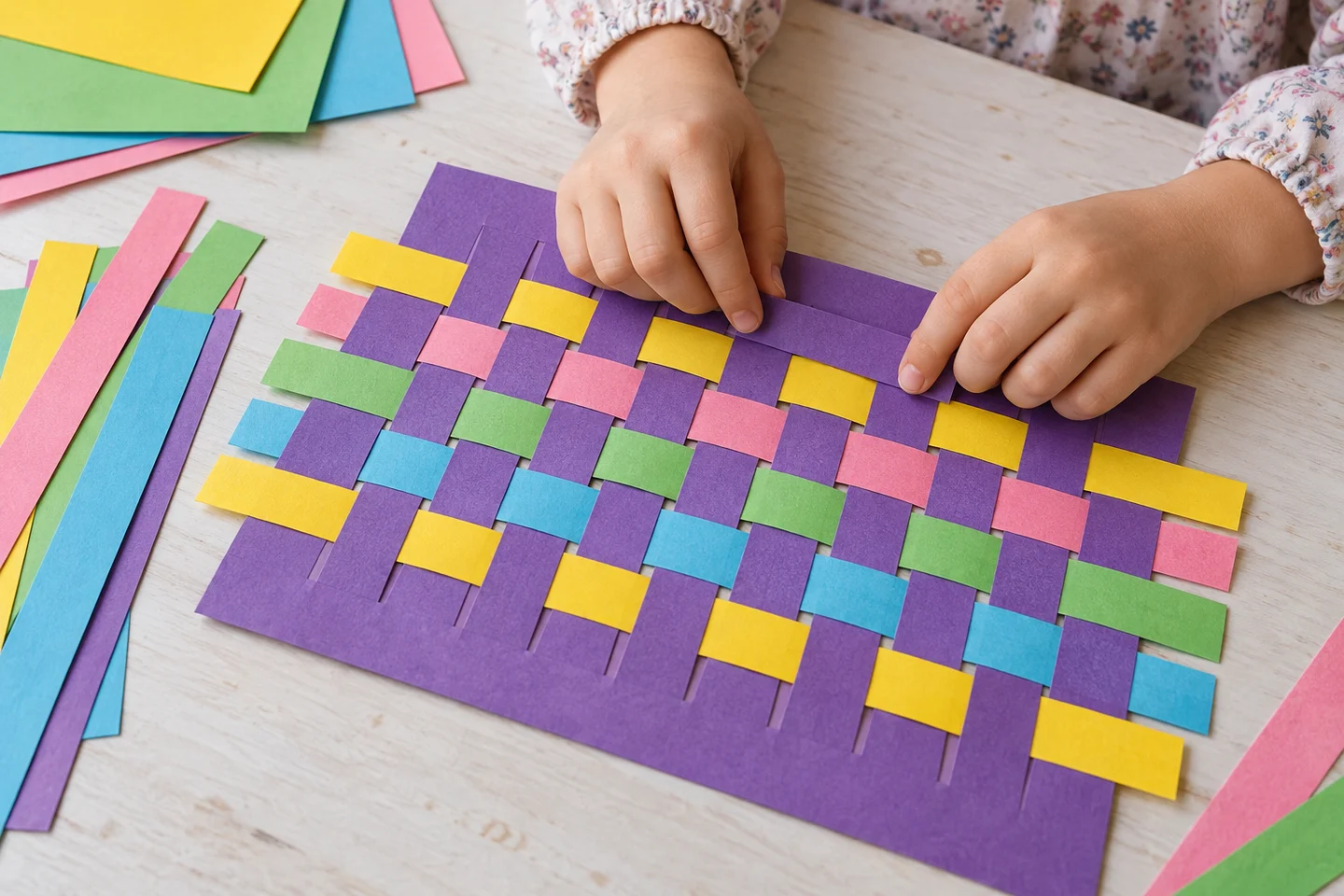 Start the following row the opposite way to interlace the paper.