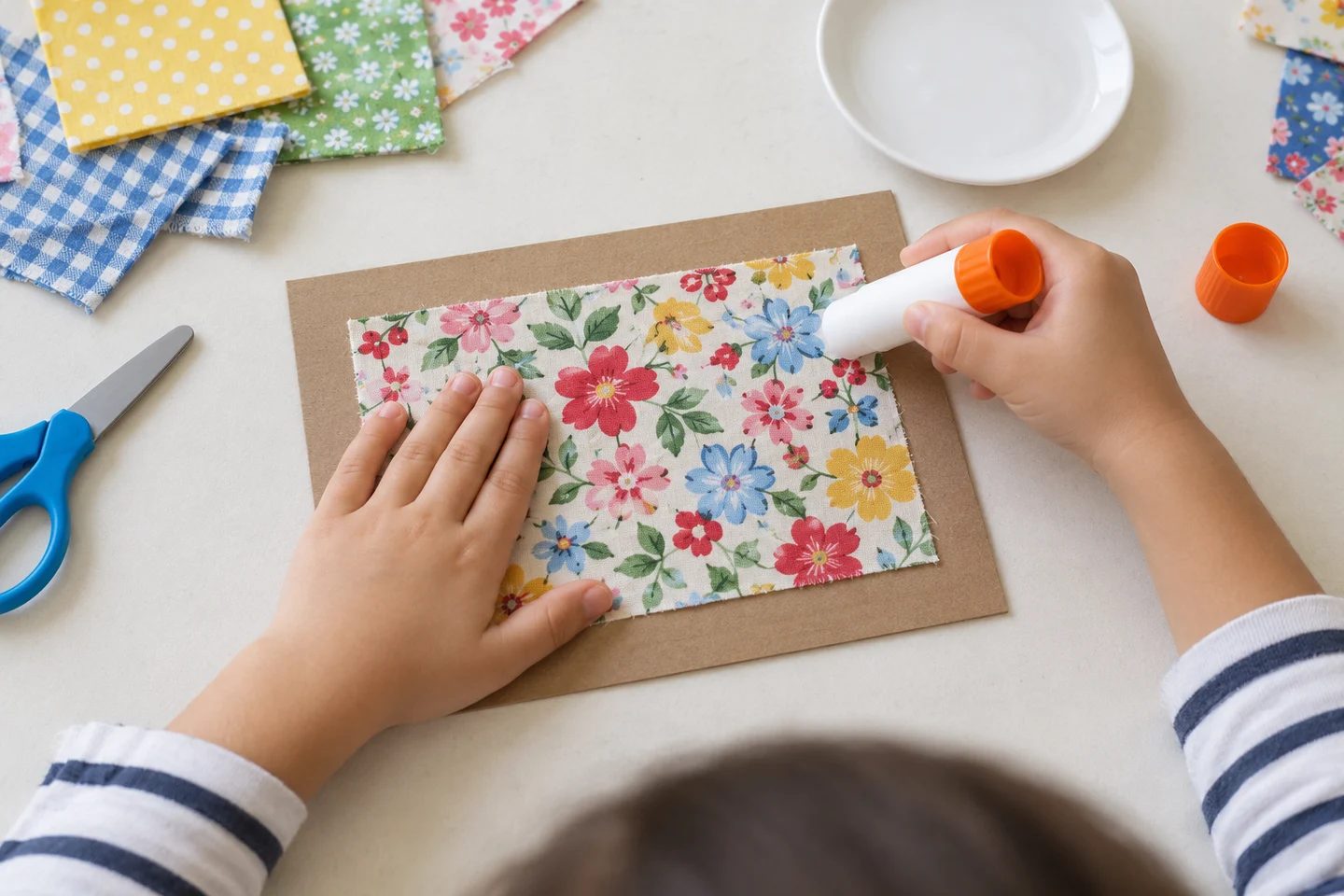 Attach a large texture piece securely within the cardboard border.