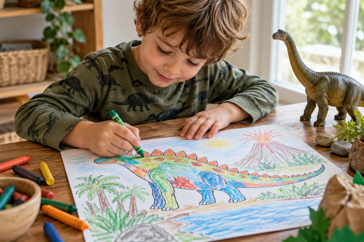 Turn the traced outline into an original picture with colors and details.