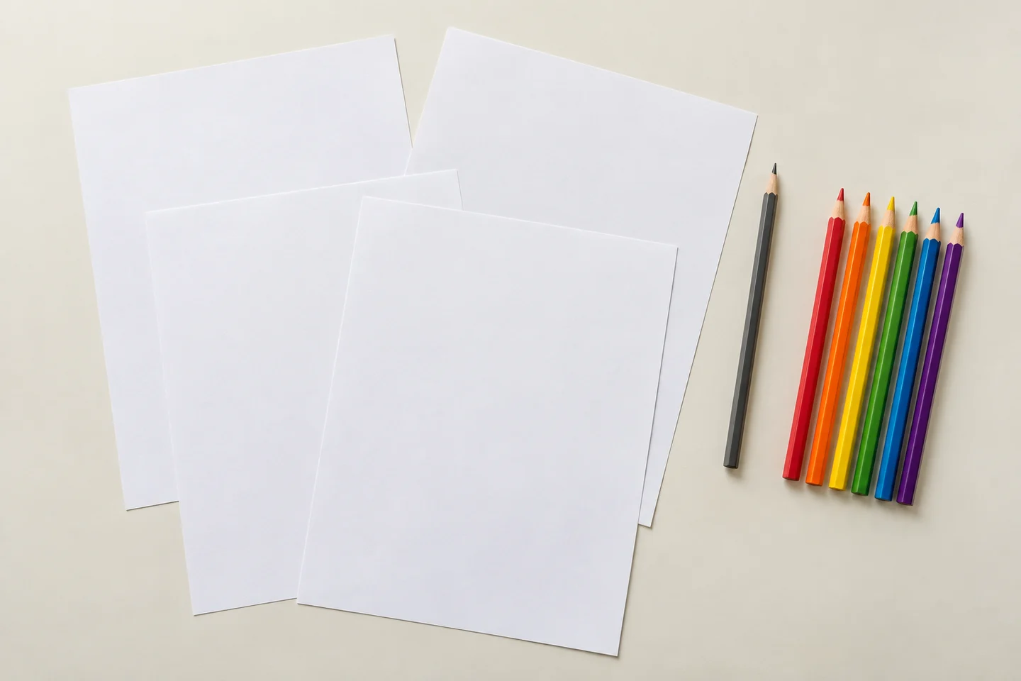 Plain paper, a pencil and optional colored pencils for a folded journal.