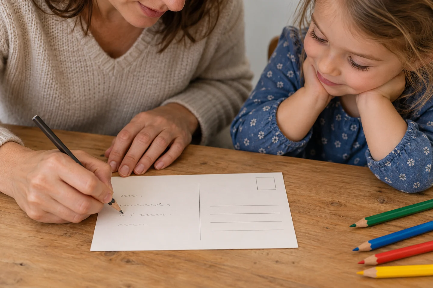 Dictate or write a short message while leaving the address area clear.