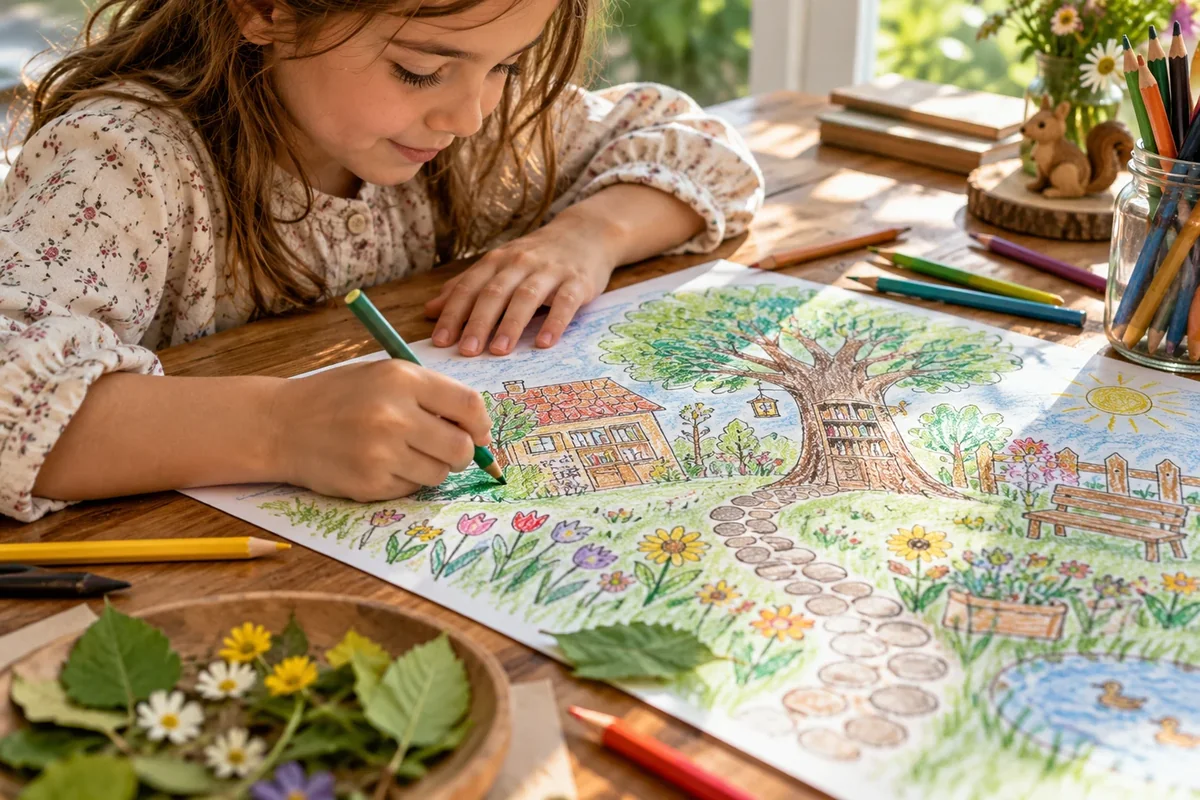 Draw recognizable destinations with room for the connecting paths.