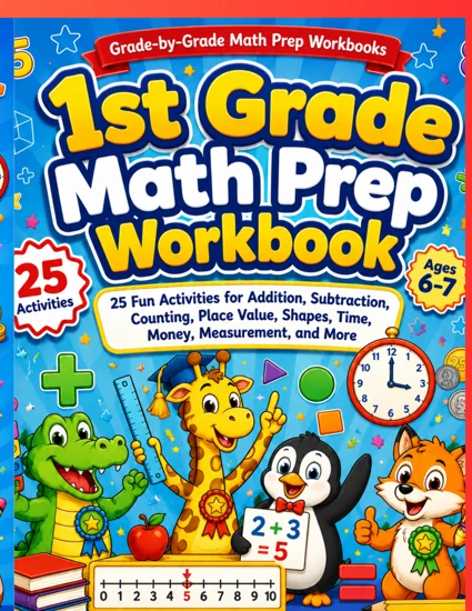 Front cover of 1st Grade Math Prep Workbook