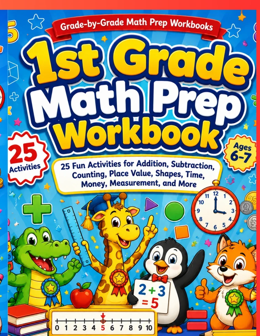 Front cover of 1st Grade Math Prep Workbook