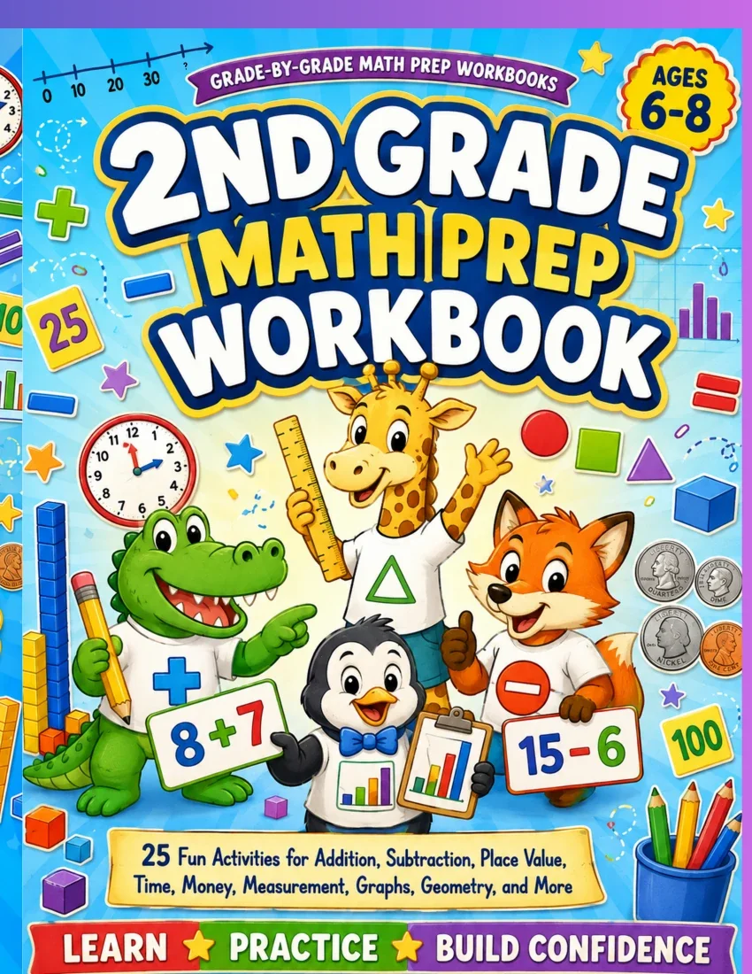 Front cover of 2nd Grade Math Prep Workbook