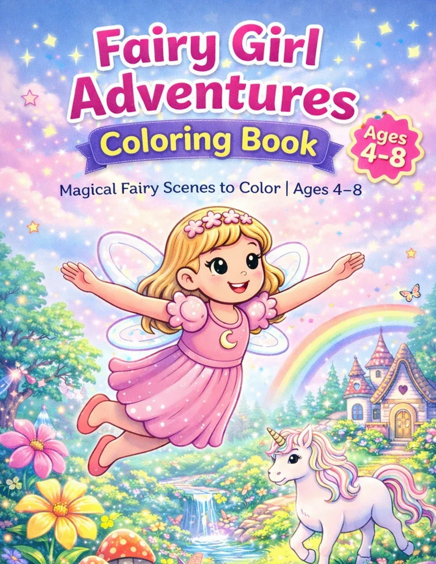 Front cover of Fairy Girl Adventures Coloring Book