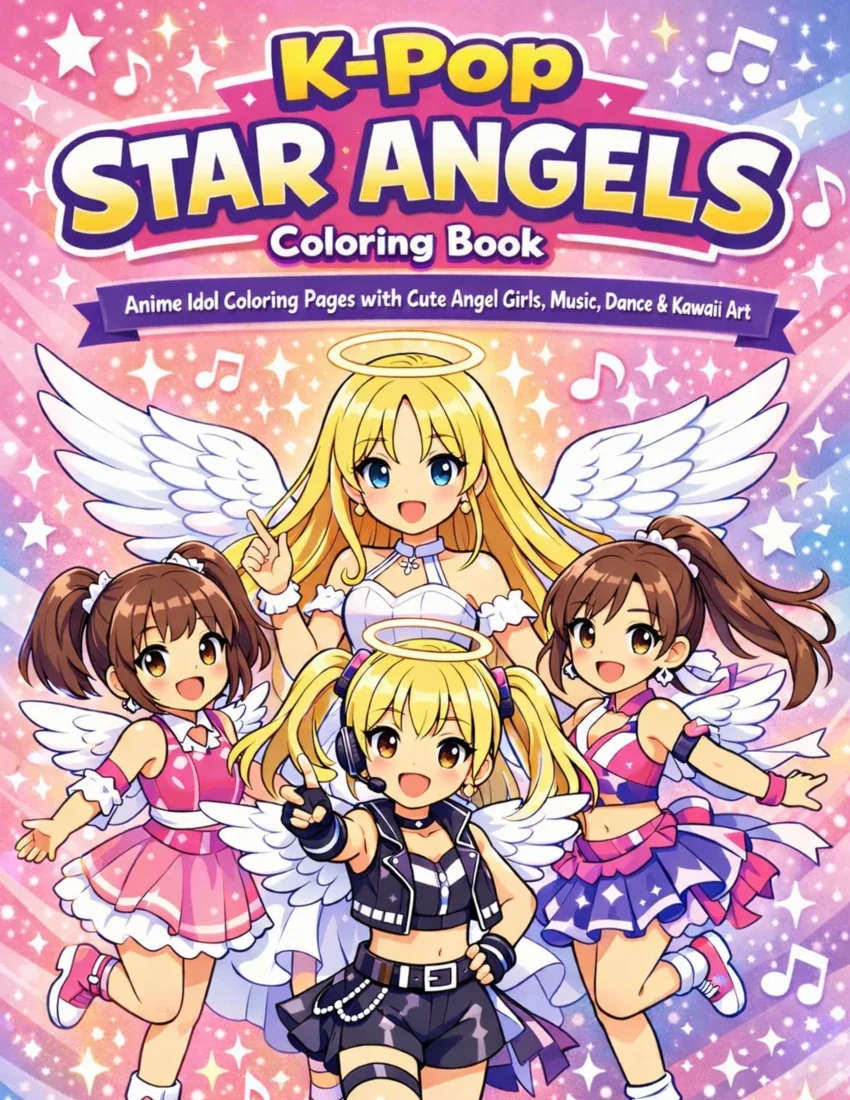 Front cover of K-Pop Star Angels Coloring Book