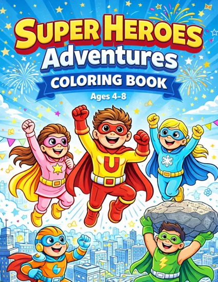 Front cover of Super Heroes Adventures Coloring Book