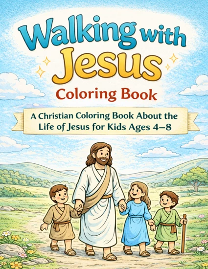 Front cover of Walking with Jesus Coloring Book