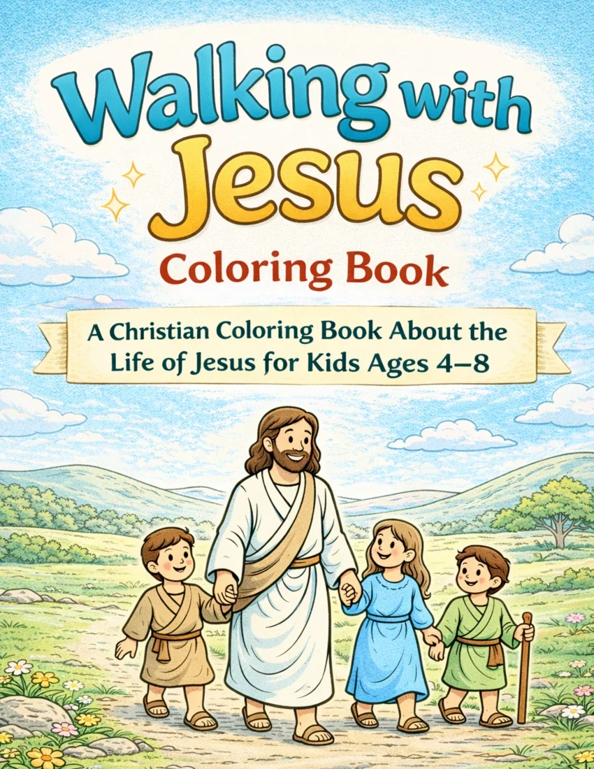 Front cover of Walking with Jesus Coloring Book