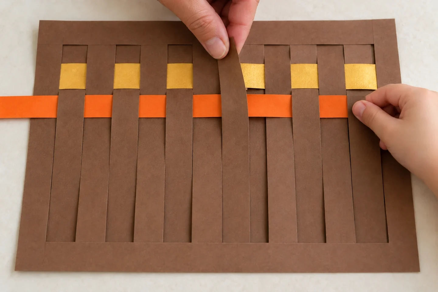 Start the next row in the opposite over-under order and lift the bands gently.